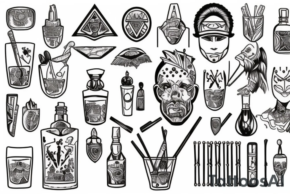 copper and crystal bartender tribe tattoo idea