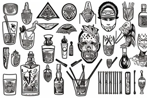 copper and crystal bartender tribe tattoo idea