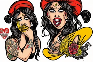 Gypsy woman crying with mustard on her mouth tattoo idea