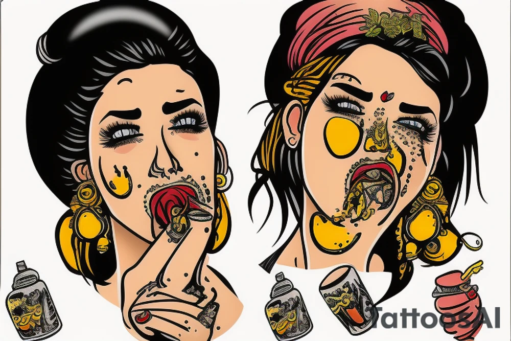Gypsy woman crying with mustard on her mouth tattoo idea