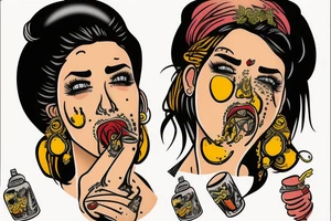 Gypsy woman crying with mustard on her mouth tattoo idea