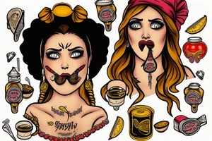 Gypsy woman crying with mustard on her mouth tattoo idea