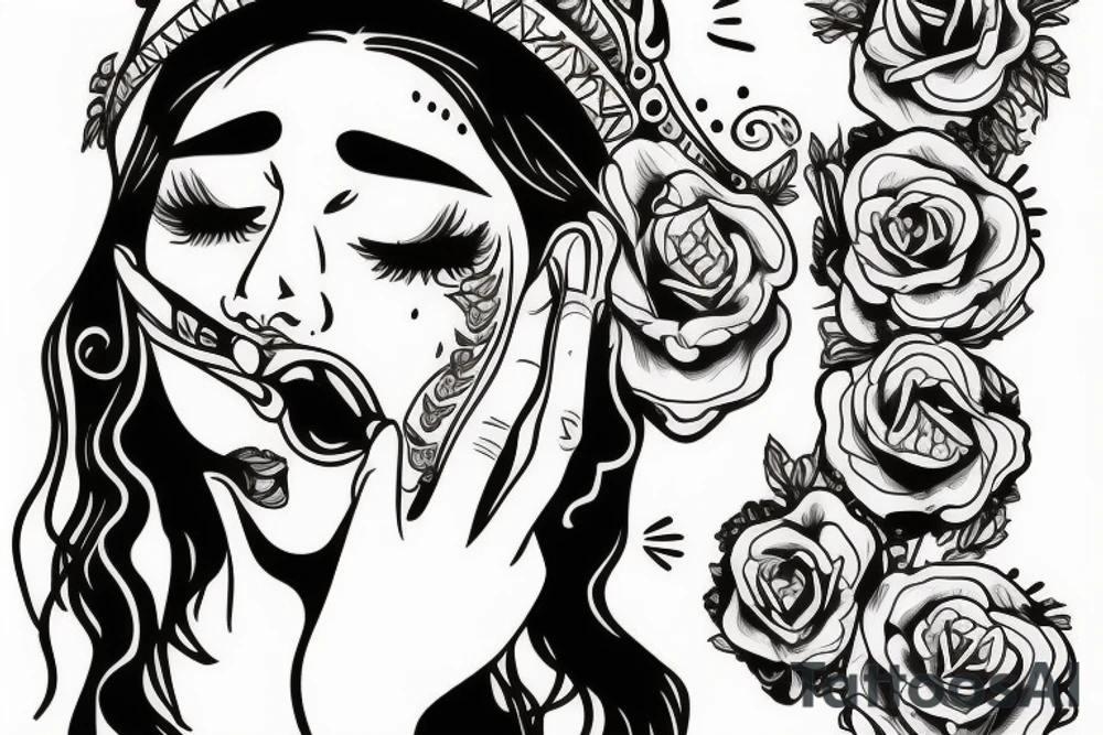 Gypsy woman crying with mustard on her mouth tattoo idea