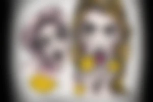 Gypsy woman crying with mustard on her mouth tattoo idea