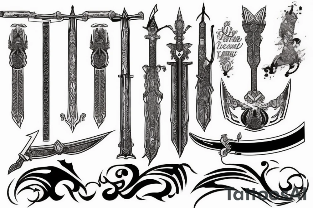 Arabian sword war tattoo idea