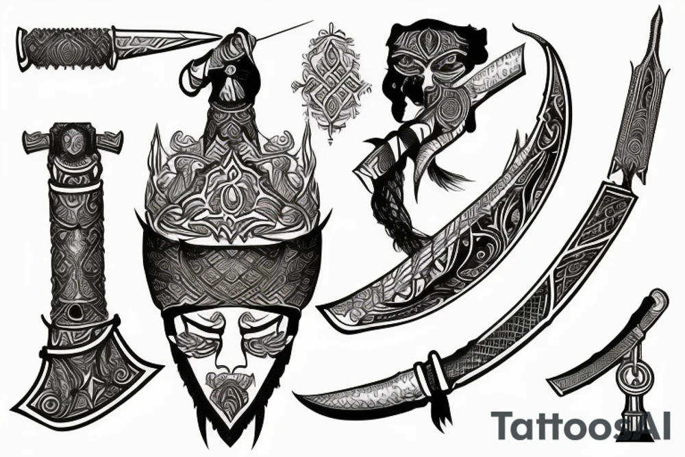 Arabian sword war tattoo idea
