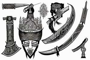 Arabian sword war tattoo idea