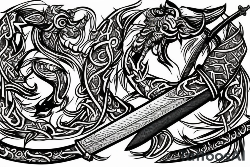 Arabian sword war tattoo idea