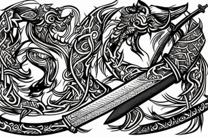 Arabian sword war tattoo idea