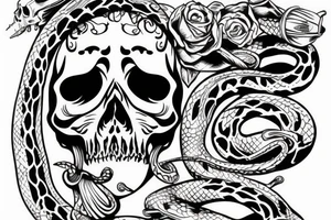 skull with snake tattoo idea