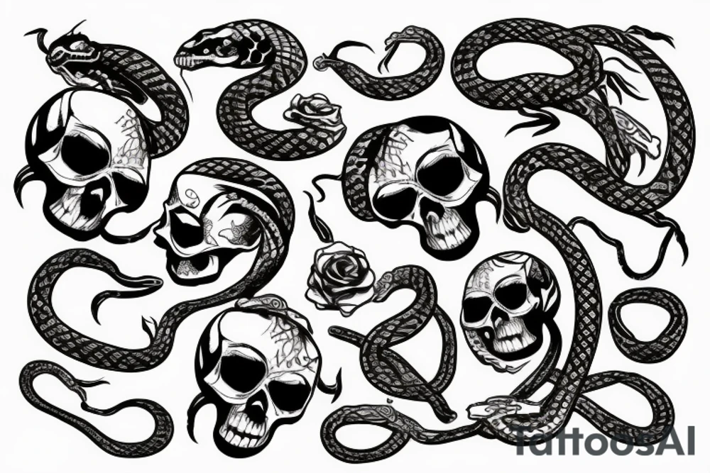 skull with snake tattoo idea