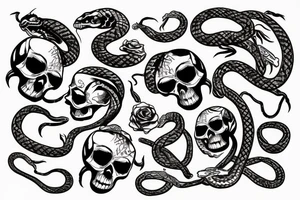 skull with snake tattoo idea