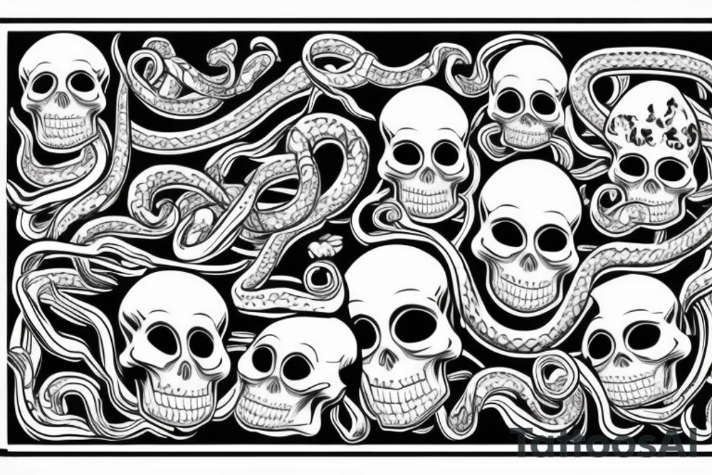 skull with snake tattoo idea