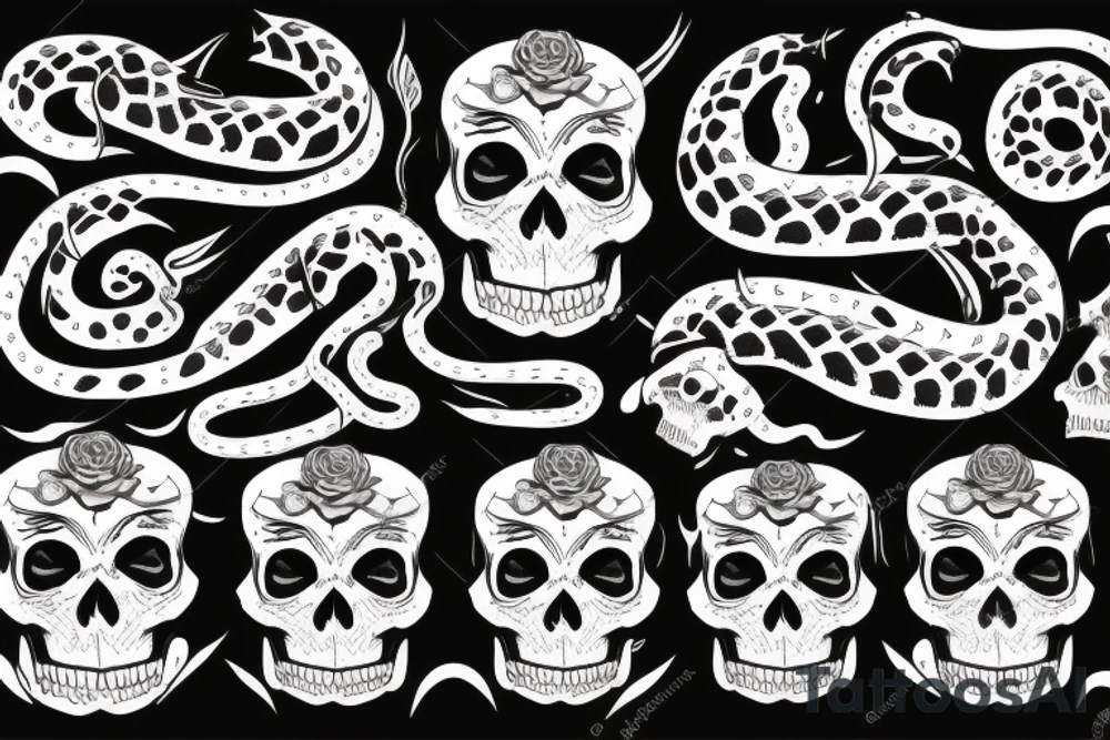 skull with snake tattoo idea