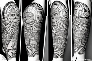 Polynesian geometric Roman Catholic guardian angel who looks like Filipina princess Diana tattoo idea