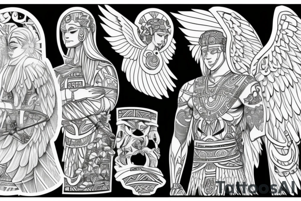 Polynesian geometric Roman Catholic guardian angel tattoo idea Polynesian geometric Roman Catholic guardian angel tattoo idea