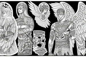 Polynesian geometric Roman Catholic guardian angel tattoo idea