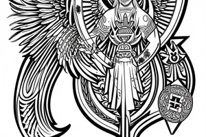 Polynesian geometric Roman Catholic guardian angel tattoo idea