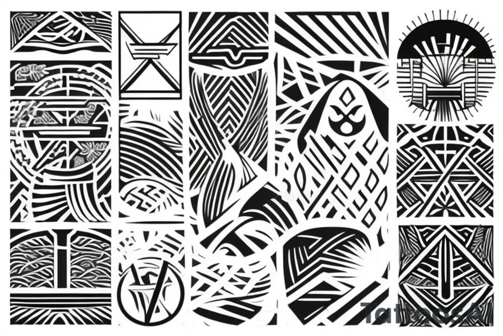 Polynesian geometric Japanese tattoo idea
