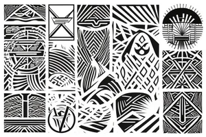 Polynesian geometric Japanese tattoo idea