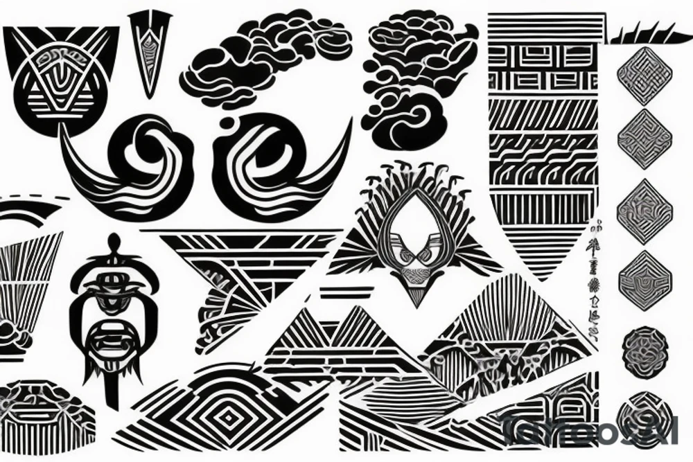 Polynesian geometric Japanese tattoo idea