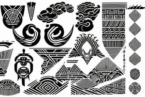 Polynesian geometric Japanese tattoo idea