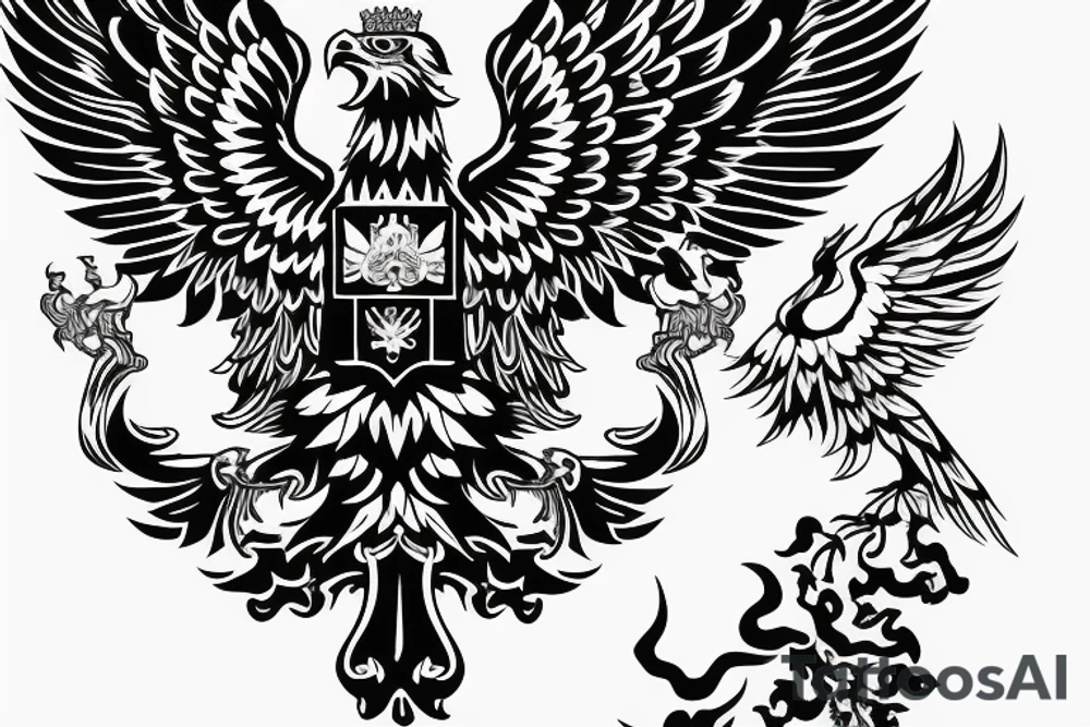 Russian coat of arms eagle stylized in a more Japanese way tattoo idea