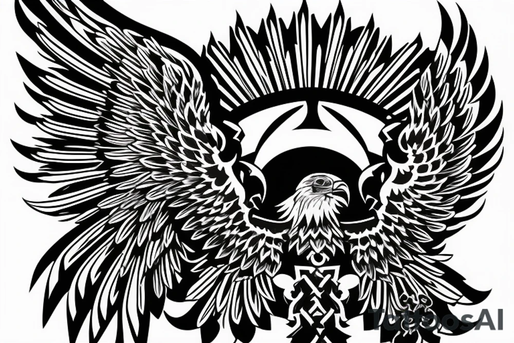 Russian coat of arms eagle stylized in a more Japanese way tattoo idea