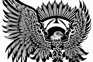 Russian coat of arms eagle stylized in a more Japanese way tattoo idea
