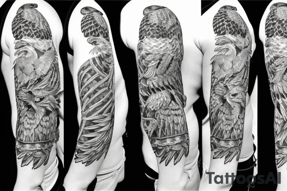 Russian coat of arms eagle stylized in a more Japanese way tattoo idea