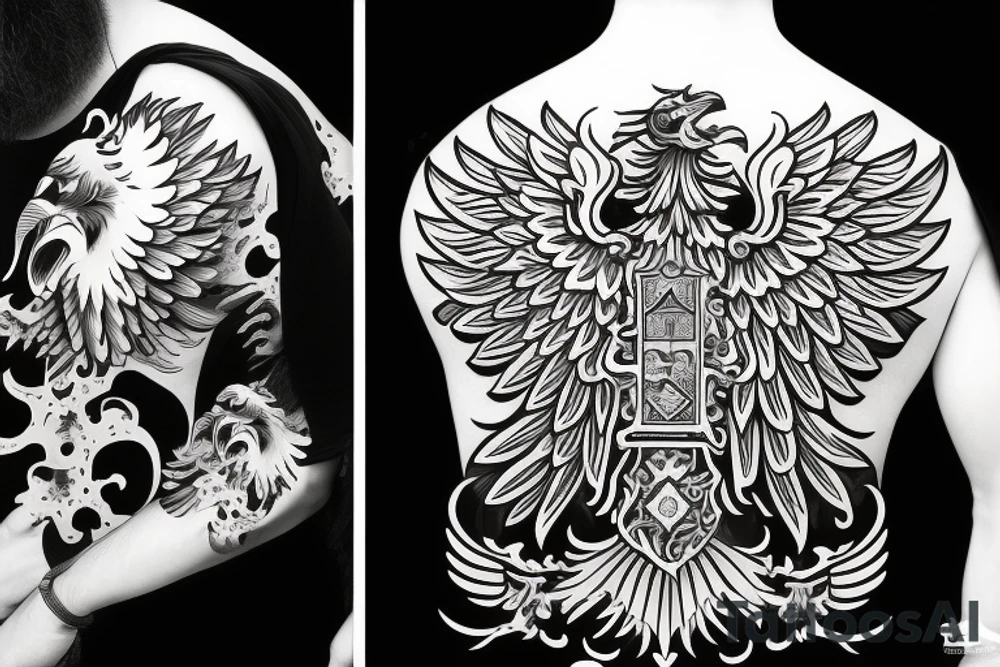 Russian coat of arms eagle stylized in a more Japanese way tattoo idea