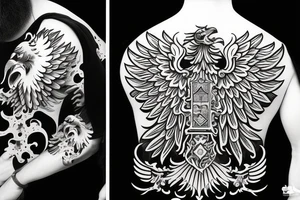 Russian coat of arms eagle stylized in a more Japanese way tattoo idea