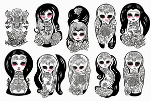 Russian doll with makeup tattoo idea