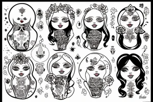 Russian doll with makeup tattoo idea