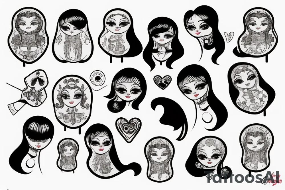 Russian doll with makeup tattoo idea