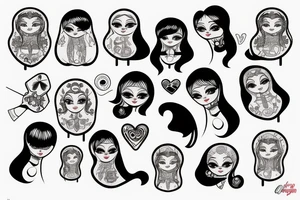 Russian doll with makeup tattoo idea