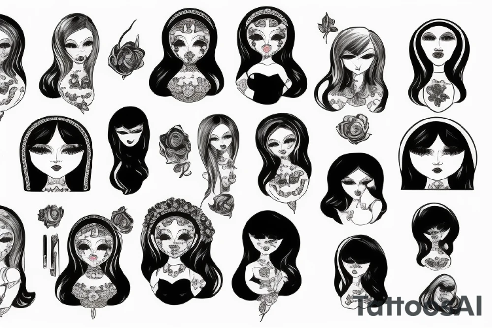 Russian doll with makeup tattoo idea
