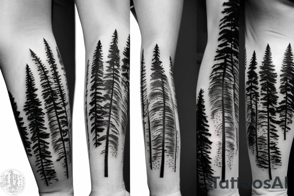 tall pine tree in scandinavian style tattoo idea