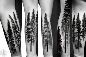 tall pine tree in scandinavian style tattoo idea