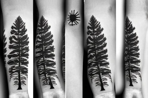tall pine tree in scandinavian style tattoo idea