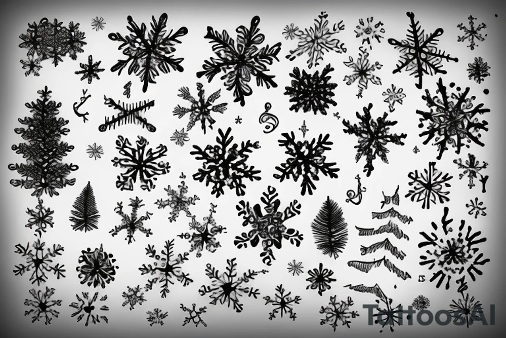 Snowflake falling on coconut trees tattoo idea