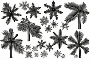 Snowflake falling on coconut trees tattoo idea