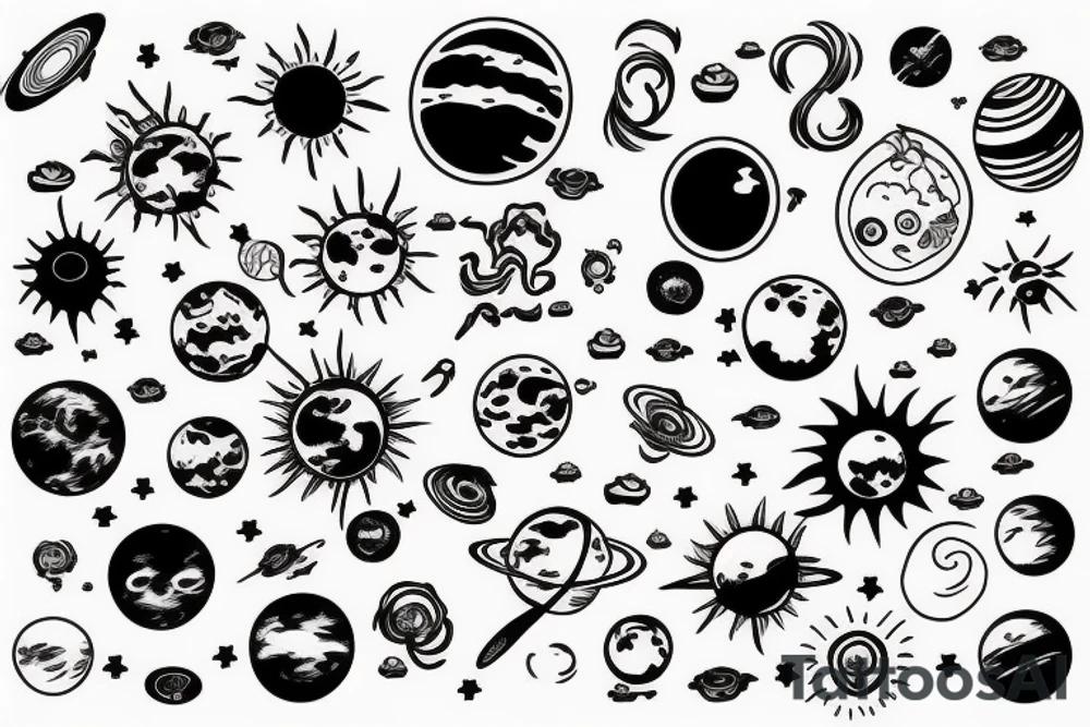 Solar system with background tattoo idea