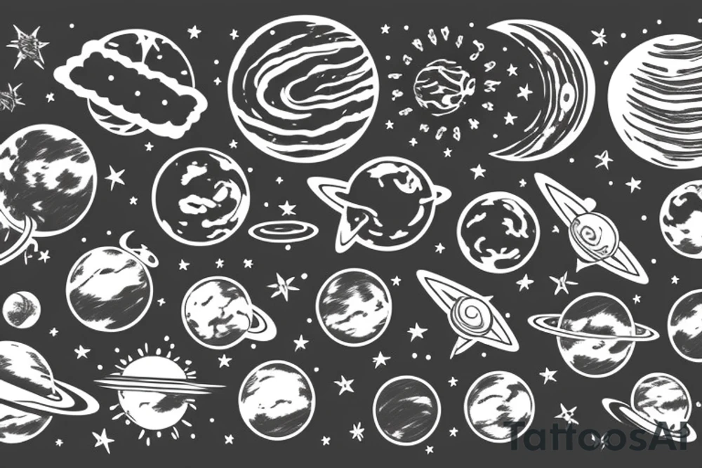 Solar system with background tattoo idea