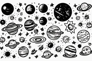 Solar system with space tattoo idea