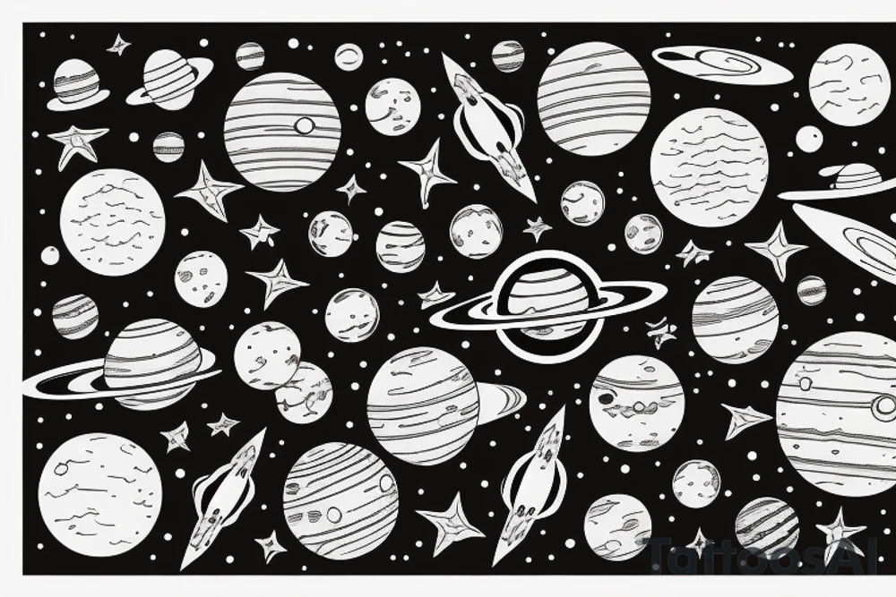 Solar system with space tattoo idea