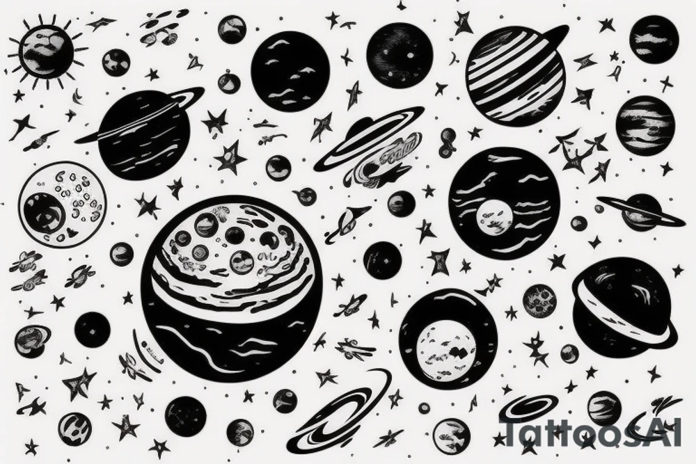 Solar system with space tattoo idea