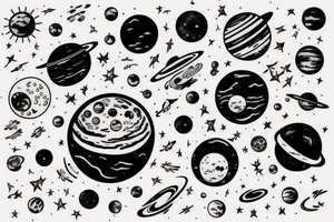 Solar system with space tattoo idea