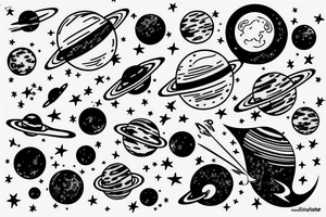 Solar system with space tattoo idea