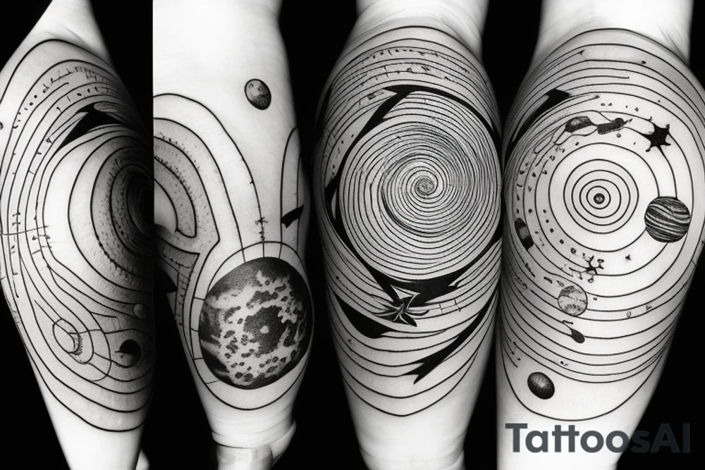 Solar system with space tattoo idea